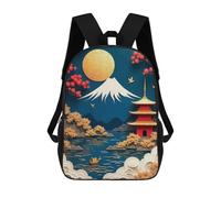 sinyumoney Vintage Japanese Landscape Rucksacks 3D Printed Children Backpacks Fashion Casual Daypack Cute Travel Bags Outdoor Casual Daypack for Boy And Girl 17inch