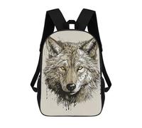 sinyumoney Vintage Paint Wolf Backpacks Kids School Backpack Fashion School Bag 3D Printed School Bag for Boys Elementary And Middle School Students 17inch