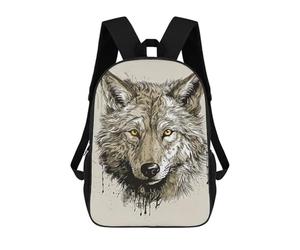 sinyumoney Vintage Paint Wolf Backpacks Kids School Backpack Fashion School Bag 3D Printed School Bag for Boys Elementary And Middle School Students 17inch