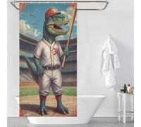 sinyumoney Vintage Saurian Slugger 34 Anti-Mould Proof Resistant Thicken Durable Polyester Bathroom Curtains Modern Art for Bathroom with Hooks 35.43x70.87Inch（90x180cm）