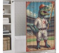 sinyumoney Vintage Saurian Slugger 34 Fabric Polyester Modern Polyester Water Repellent for Bathtub Shower Stall 53.54x70.87Inch（136x180cm）