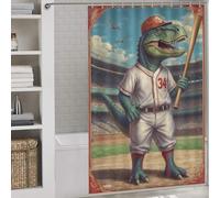 sinyumoney Vintage Saurian Slugger 34 Shower Curtains Mould Proof 100% Polyester Fabric Washable Bath Curtains for Shower for Shower Bath Curtain Wet Room 56.30x70.87Inch（143x180cm）