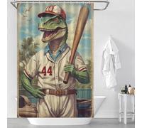 sinyumoney Vintage Saurian Slugger 44 Bath Shower Curtains Mildew Daily Household Stylish Washable Modern Fabric Bathroom Decor Set for Bathtub Shower Stall 46.85x70.87Inch（119x180cm）