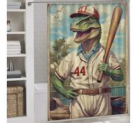 sinyumoney Vintage Saurian Slugger 44 Waterproof Polyester Fabric Modern Polyester Water Repellent for Bathtub Shower Stall 64.17x70.87Inch（163x180cm）