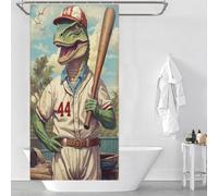 sinyumoney Vintage Saurian Slugger 44 with Hooks Waterproof Fabric Bathroom Curtains Modern Art for Kids Women Men 35.43x70.87Inch（90x180cm）