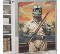 sinyumoney Vintage Saurian Slugger 5 Anti-Mould Proof Resistant Quick Drying Proof Resistant Soft Fabric Hotel Shower Curtain for Bathtub Shower Stall 69.69x70.87Inch（177x180cm）