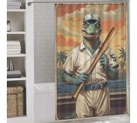 sinyumoney Vintage Saurian Slugger 5 Fabric Polyester Bathroom Curtains Modern Art for Bathroom Wet Room 56.30x70.87Inch（143x180cm）