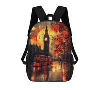 sinyumoney Vintage Shadows Gothic London at Dusk 3D Printed Children's School Backpack for Kids High Capacity Travel Rucksacks Book Bags Kids School Bag Back Pack 17inch
