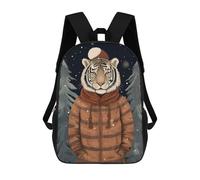 sinyumoney Vintage Tiger Xmas Backpacks Kids School Backpack School Bag 3D Printed School Bag for Boys Elementary And Middle School Students 17inch