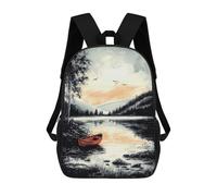 sinyumoney Vintage Tranquil Lake - Serene Nature Escape Backpack School Bag Rucksack for Girls Boys Backpacks Large Capacity Kids Back Pack Lightweight School Bags for Children Students 17inch