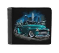 sinyumoney Vintage Truck at Night 3D Print PU Leather Men's Wallet Holds Bills Credit Banknote Compartments Wallets Youth Guys 11.7cm*9.5cm