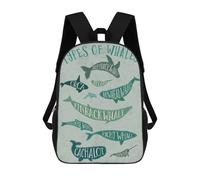 sinyumoney Vintage Whale Species 3D Printed School Backpack Casual Children's Backpacks 3D Printed School Bag for Boys Elementary And Middle 17inch