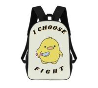 sinyumoney Violence Funny Duck Fight Backpack with Pocket 3D Printed Backpacks, Travel Rucksacks Book Bags Kids School Bag 17inch