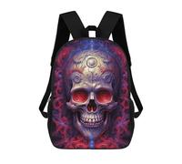 sinyumoney Violet Skull Artwork School Bag Bookbag 3D Printed Children's Backpacks for Kids Boy Girl Book Bags Kids School Bag Travel Rucksacks 17inch