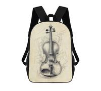 sinyumoney Violin Sketch Backpacks 3D Printed 17inch Kids School Backpack Outdoor Casual Daypack Casual Travel Bags for Middle School Students
