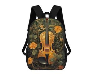 sinyumoney Violin Vintage Violinist Children's School Backpack 3D Printed for Kids Travel Rucksacks Book Bags Kids School Bag 17inch
