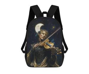 sinyumoney Violinist Under The Moon Children's Backpack, 3D Printed School Backpack, Backpack for Boys Girls, Adjustable School Bag for Primary School 17inch