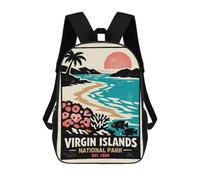 sinyumoney Virgin Islands National Park Poster Children's 17 Inch School Backpack 3D Printed Anime Movies for Kids Travel Rucksacks Book Bags Kids School Bag