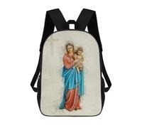 sinyumoney Virgin Mary And Jesus Children's Backpack, 3D Printed School Backpack, Backpack for Boys Girls, Adjustable School Bag for Primary School 17inch