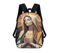 sinyumoney Virgin Mary Digital Art School Bag Bookbag 3D Printed Children's Backpacks for Kids Boy Girl Book Bags Kids School Bag Travel Rucksacks 17inch