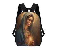 sinyumoney Virgin Mary Painting Backpacks Kids School Backpack School Bag 3D Printed School Bag for Boys Elementary And Middle School Students 17inch