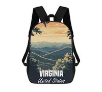 sinyumoney Virginia Mountain Landscape Backpacks Kids Student Schoolbag 3D Printed Backpacks Elementary And Middle School Students Backpacks for Boys Girls 17inch
