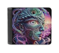 sinyumoney Visionary Portrait 3D Print Clutch Purse Slots ID Window RFID Blocking Stylish Durable Wallets Craftsmanship Gifts 11.7cm*9.5cm