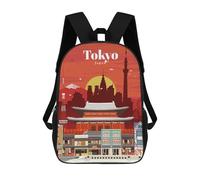 sinyumoney Visit Tokyo 3D Printed Kids Backpacks Boys Fashion School Bag Travel Backpacks School Bags for Boys Elementary School Students 17inch