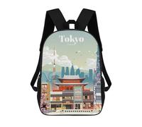 sinyumoney Visiting Tokyo Children's Backpacks School 3D Printed Bag Bookbag for Kids Travel Rucksacks Boy Girl Book Bags Kids School Bag 17inch