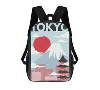 sinyumoney Visiting Tokyo Skyline School Bag Backpack Teen Schoolbag 3D Printing Adjustable Schoolbag Fashion Pocket Bag for Kids Boys Girls Students And Teenagers Fans 17inch