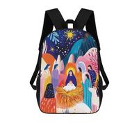 sinyumoney Vivid Fauvist Vision of The Adoration of The Shepherds Backpack, Children's Backpack, Student School Bag Bookbag Rucksack, 3D Printed School Bag for Boys Girls 17inch