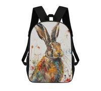 sinyumoney Vivid Hare Splatter 3D Printed 17inch School Bag Children's School Backpack Travel Backpacks Casual Fashion Bag for Kids School Students