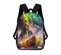 sinyumoney Volcanic Rainbow Eruption Kids School Backpack School Bag 3D Printed School Bag for Boys Elementary And Middle School Students 17inch