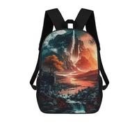 sinyumoney Volcanic Waterfall Landscape Children's School Backpack Fashion Casual 17inch 3D Printed School Bags Boy School Backpack Large Backpack