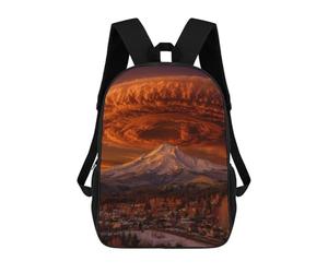 sinyumoney Volcano Clouds Over Mountain Town School Backpack Fashion Stationery Backpack Waterproof Casual Daypacks for Men/Women 17inch