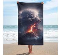 sinyumoney Volcano Eruption Scene Beach Towels Adults Absorbent Quick Dry Towels Adults Extra for Travel Swimming Pool Sports 130x80cm