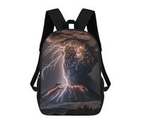 sinyumoney Volcano Eruption with Lightning Children's School Backpack 3D Printed for Kids Travel Rucksacks Book Bags Kids School Bag 17inch