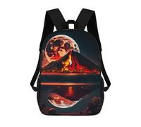 sinyumoney Volcano Red Moon at Night School Backpack Work Laptop Backpack Rucksack Bag for Camping Outdoor Adventures And Daily Travel 17inch
