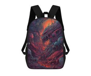 sinyumoney Voracious Alien Landscape Children's Backpack, Schoolbag Large Capacity Students Bookbag Rucksack Knapsack for Boys Girls Adults Teen 17inch