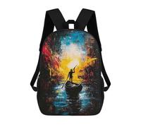sinyumoney Voyage Into Light - Expressionist Abstract River Journey Children's Backpacks Kids Fun School Bag Boys Backpack Travel Bag Student Schoolbag Book Stationery Bag Chool Bags 17inch