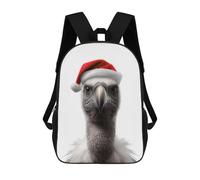 sinyumoney Vulture Wearing Santa Hat Portrait Rucksacks 3D Printed Children Backpacks Fashion Casual Daypack Cute Travel Bags Outdoor Casual Daypack for Boy And Girl 17inch