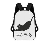 sinyumoney Wake My Cat Up Ilustration Backpacks Kids School Backpack School Bag 3D Printed School Bag for Boys Elementary And Middle School Students 17inch