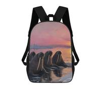 sinyumoney Walruses at Sunset School Backpack Lightweight Casual Daypack School Backpacks for Boys/Girls/Teenagers 17inch