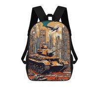 sinyumoney War Tank 3D Printed 17inch Kids School Backpack School Bag Fashion Rucksacks for Boys Elementary And Middle School Students