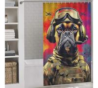sinyumoney Warrior Canine Soldier's Best Friend -1 Bath Shower Curtains Mildew Washable Waterproof Cloth Fabric Decor Bath Curtains for Travel Trailer 53.54x70.87Inch（136x180cm）