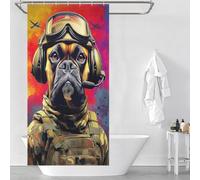 sinyumoney Warrior Canine Soldier's Best Friend -1 Shower Curtains Mould Proof Waterproof Fabric Hilarious Bath Curtain with Hooks for Bathroom Wet Room 35.43x70.87Inch（90x180cm）