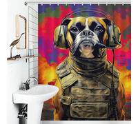 sinyumoney Warrior Canine Soldier's Best Friend Shower Curtains Mould Proof Thicken Durable Polyester Soft Fabric Hotel Shower Curtain for Bathroom 56.30x70.87Inch（143x180cm）