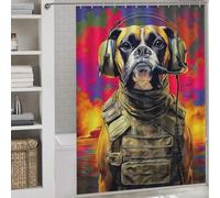 sinyumoney Warrior Canine Soldier's Best Friend Shower Curtains Mould Proof Thicken Durable Polyester Soft Fabric Hotel Shower Curtain for Bathroom 64.17x70.87Inch（163x180cm）