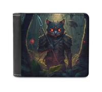 sinyumoney Warrior Cat in Armor 3D Print Clutch Purse Card Slots Coin RFID Blocking Slots Note Section Purse Everyday Use 11.7cm*9.5cm