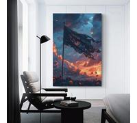 sinyumoney Warrior's Sunset Flag Canvas Artwork for Wall Prints for Special Occasions Living Room Canvas 16x24inch(40x60cm)